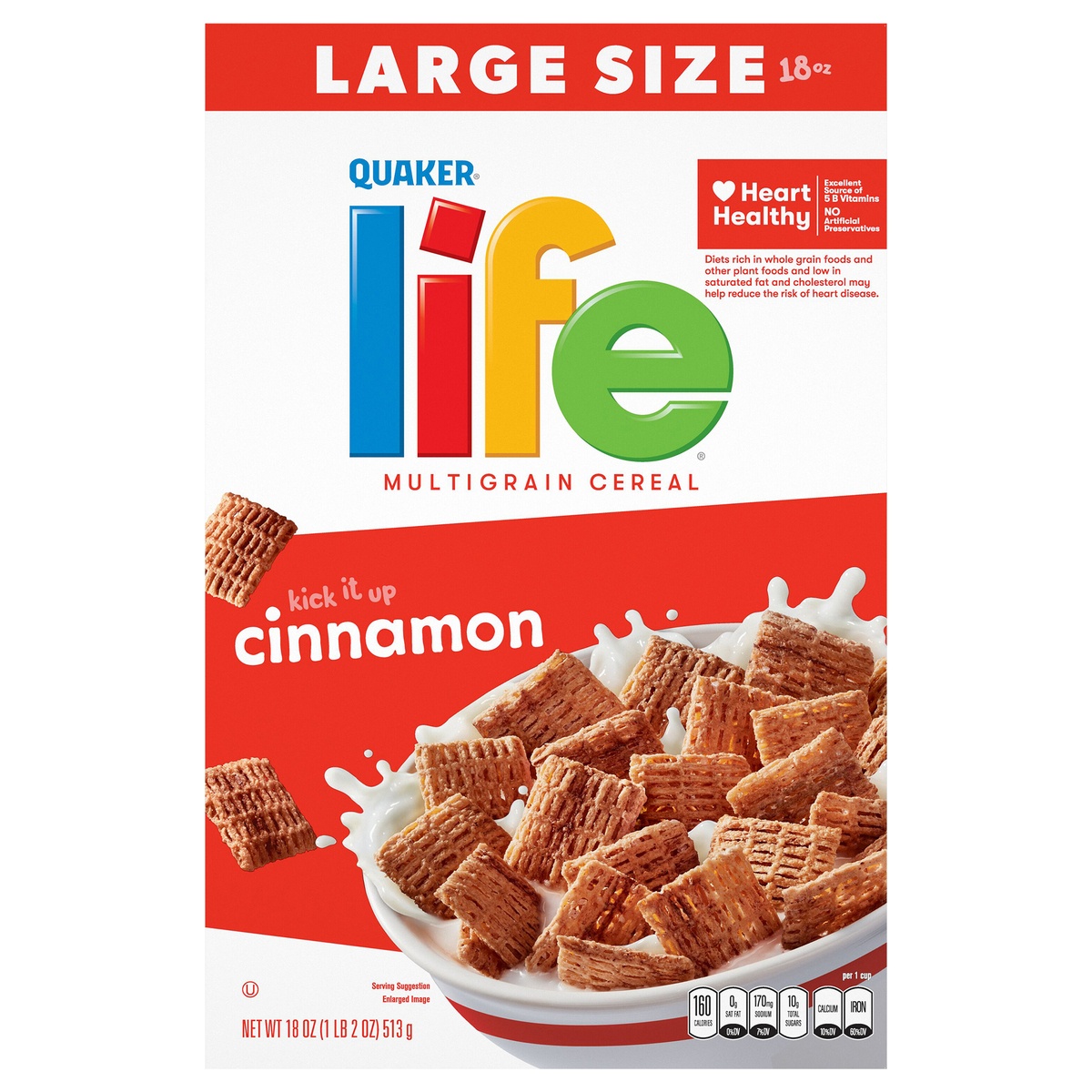 slide 1 of 1, Quaker Life Multigrain Cereal Cinnamon 18 Oz, 18 oz