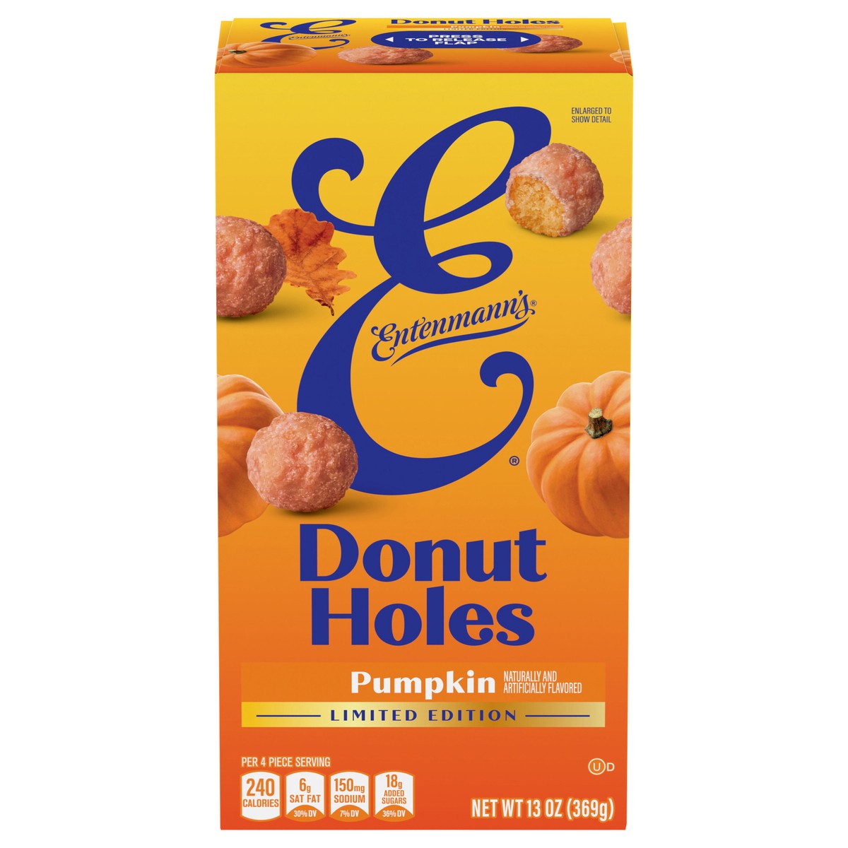 slide 1 of 13, Entenmann's Donut Holes, Pumpkin 13 oz, 13 oz