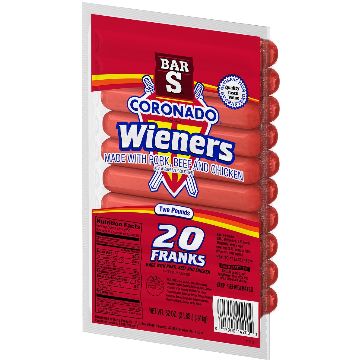 slide 13 of 14, Bar-S Coronado Wieners 20 ct Pack, 32 oz