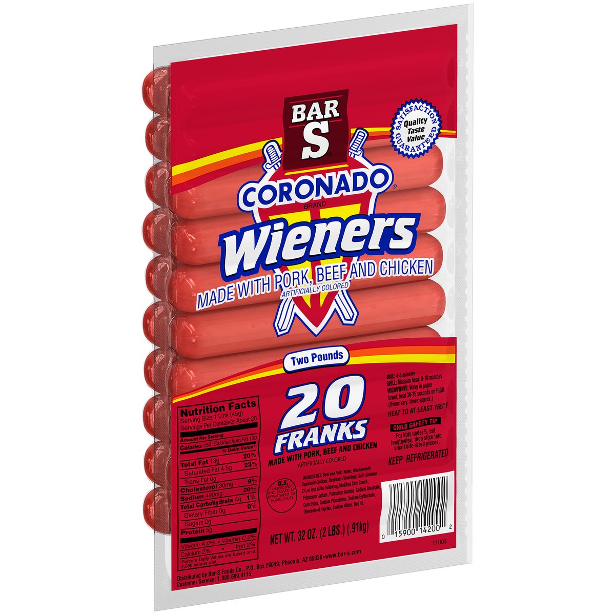 slide 2 of 14, Bar-S Coronado Wieners 20 ct Pack, 32 oz