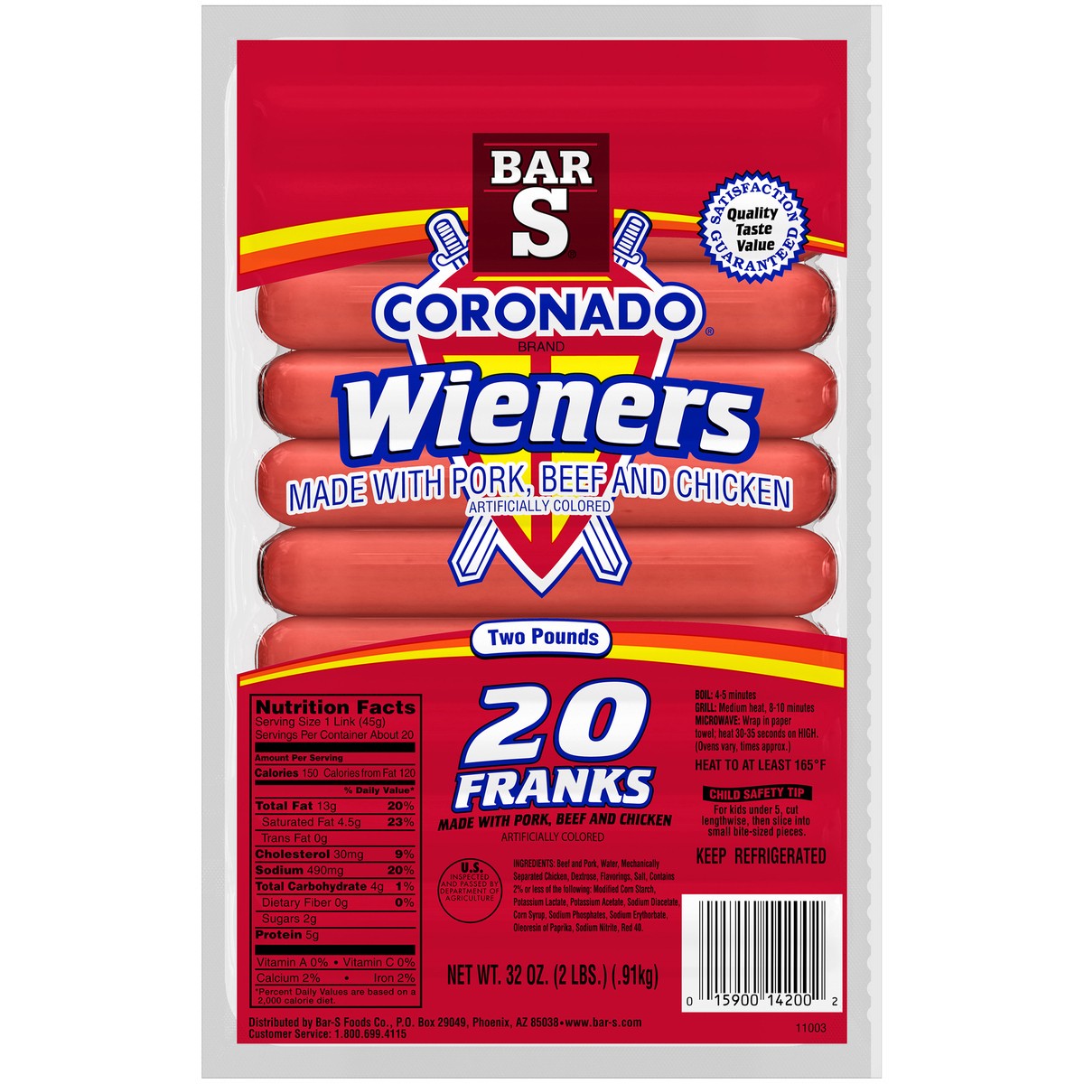 slide 4 of 14, Bar-S Coronado Wieners 20 ct Pack, 32 oz