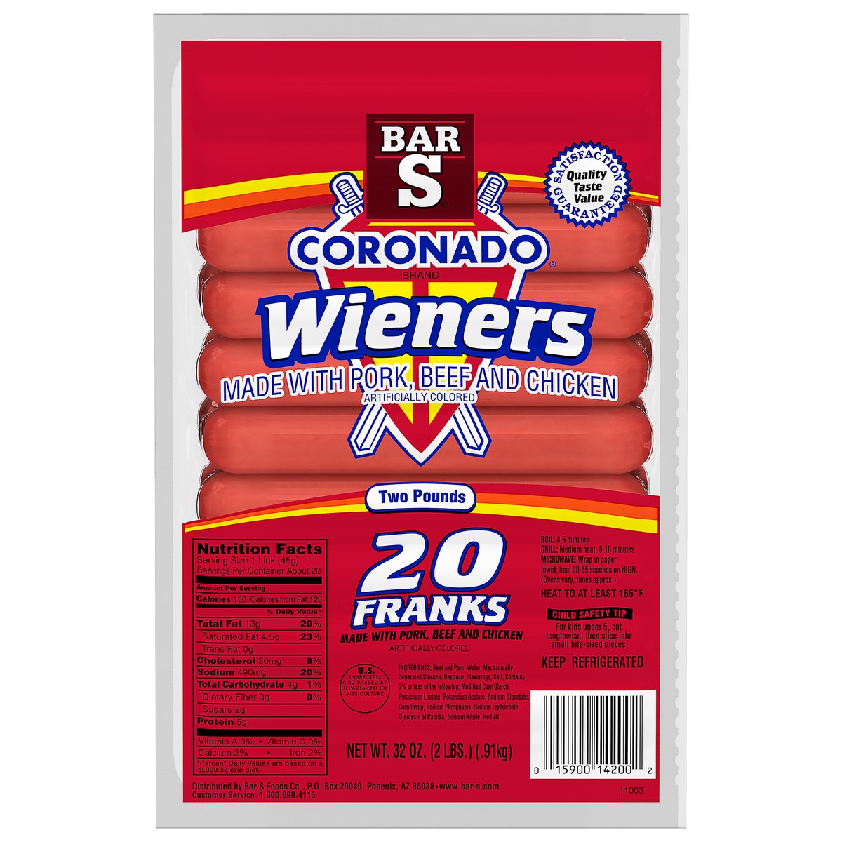slide 6 of 14, Bar-S Coronado Wieners 20 ct Pack, 32 oz