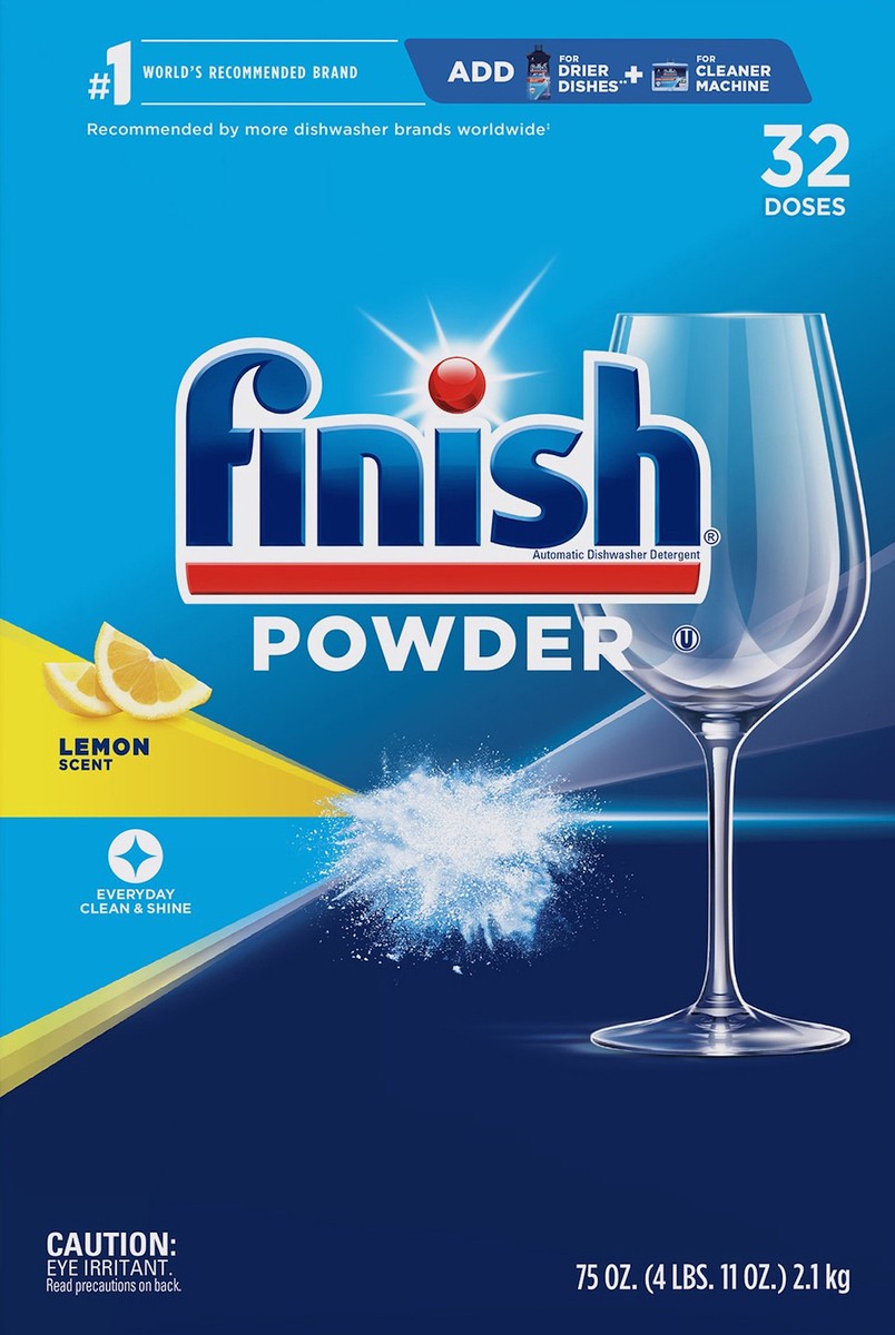 slide 1 of 12, Finish Powder Lemon Scent Automatic Dishwasher Detergent 32 Doses, 32 ct