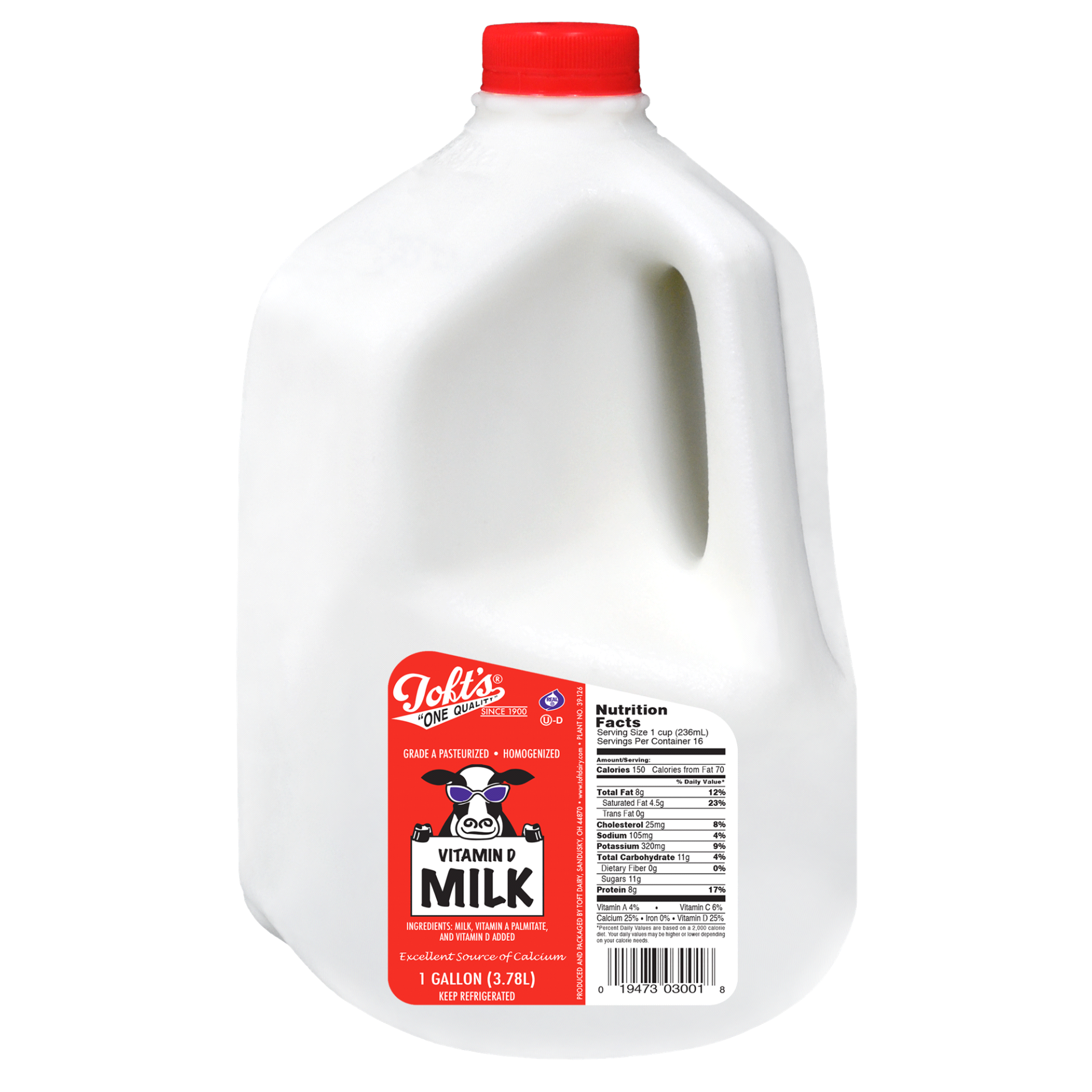 slide 1 of 1, Toft Dairy 3.25% Vitamin D Whole Milk, Gallon, 1 gal