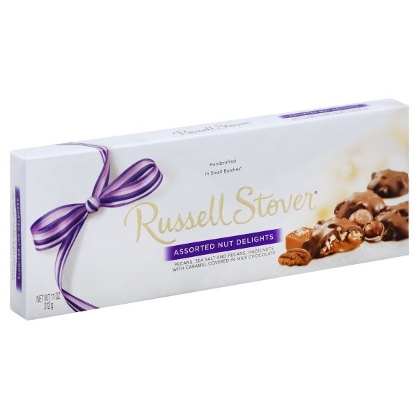 slide 1 of 1, Russell Stover Milk Chocolate Assorted Nut Delights, 11 oz