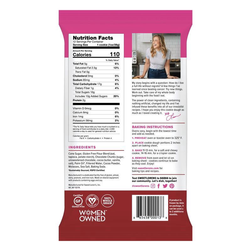 slide 2 of 8, Sweet Loren's Sweet Lorens Fudgy Brownie Cookie Dough 12 oz, 12 ct