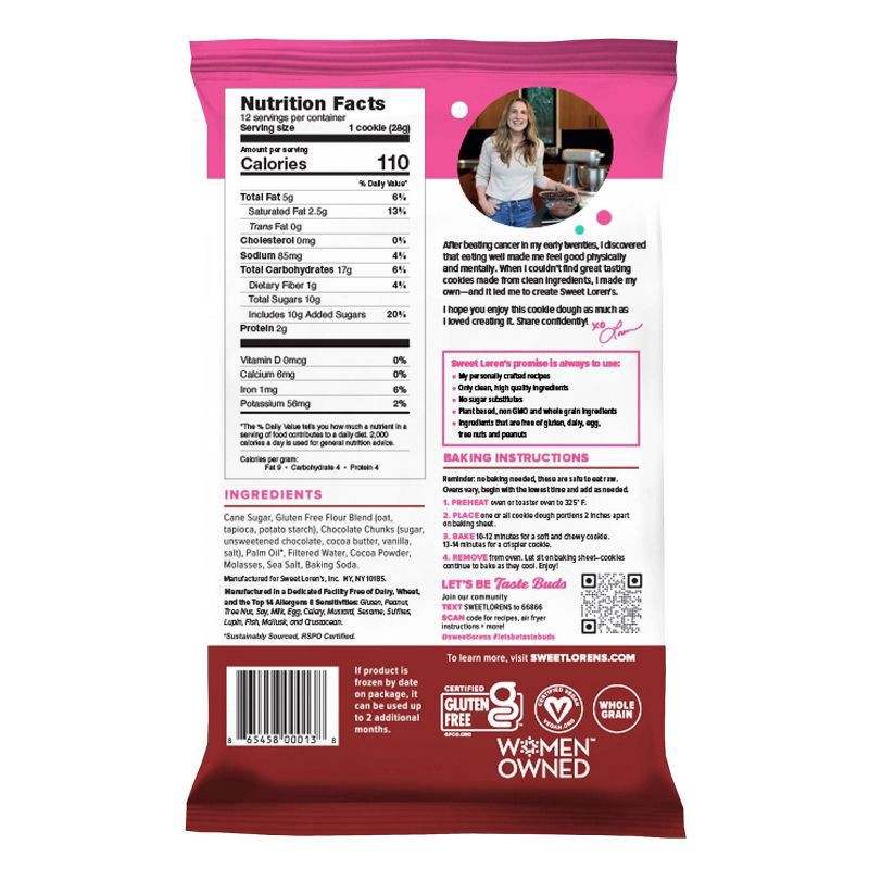 slide 4 of 8, Sweet Loren's Sweet Lorens Fudgy Brownie Cookie Dough 12 oz, 12 ct