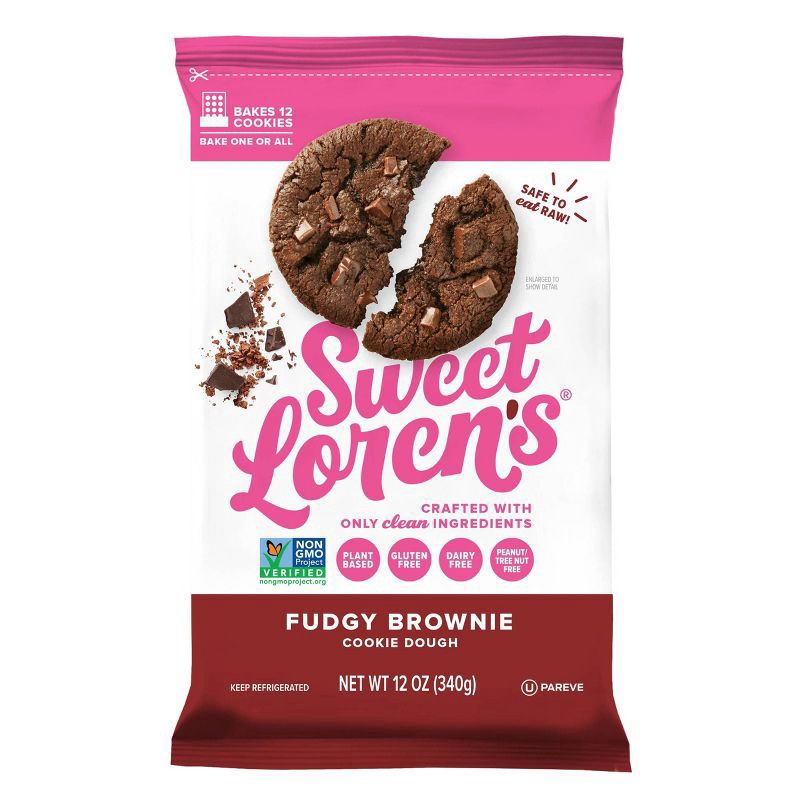 slide 1 of 8, Sweet Loren's Sweet Lorens Fudgy Brownie Cookie Dough 12 oz, 12 ct