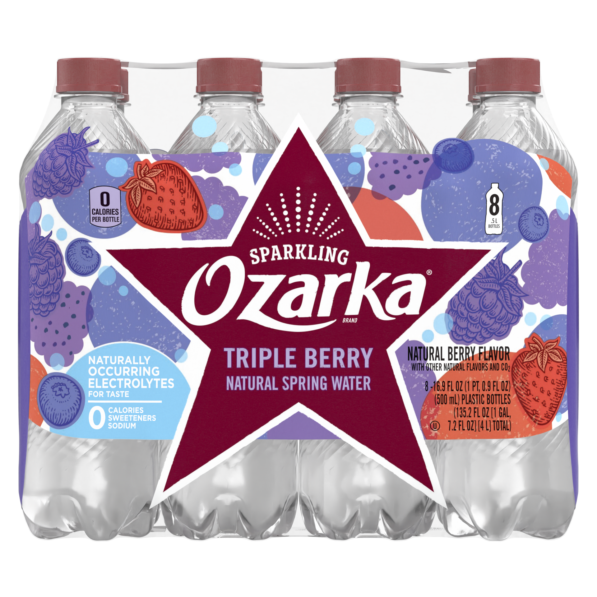 slide 3 of 5, Ozarka Sparkling Water, Triple Berry- 16.9 fl oz, 16.9 fl oz