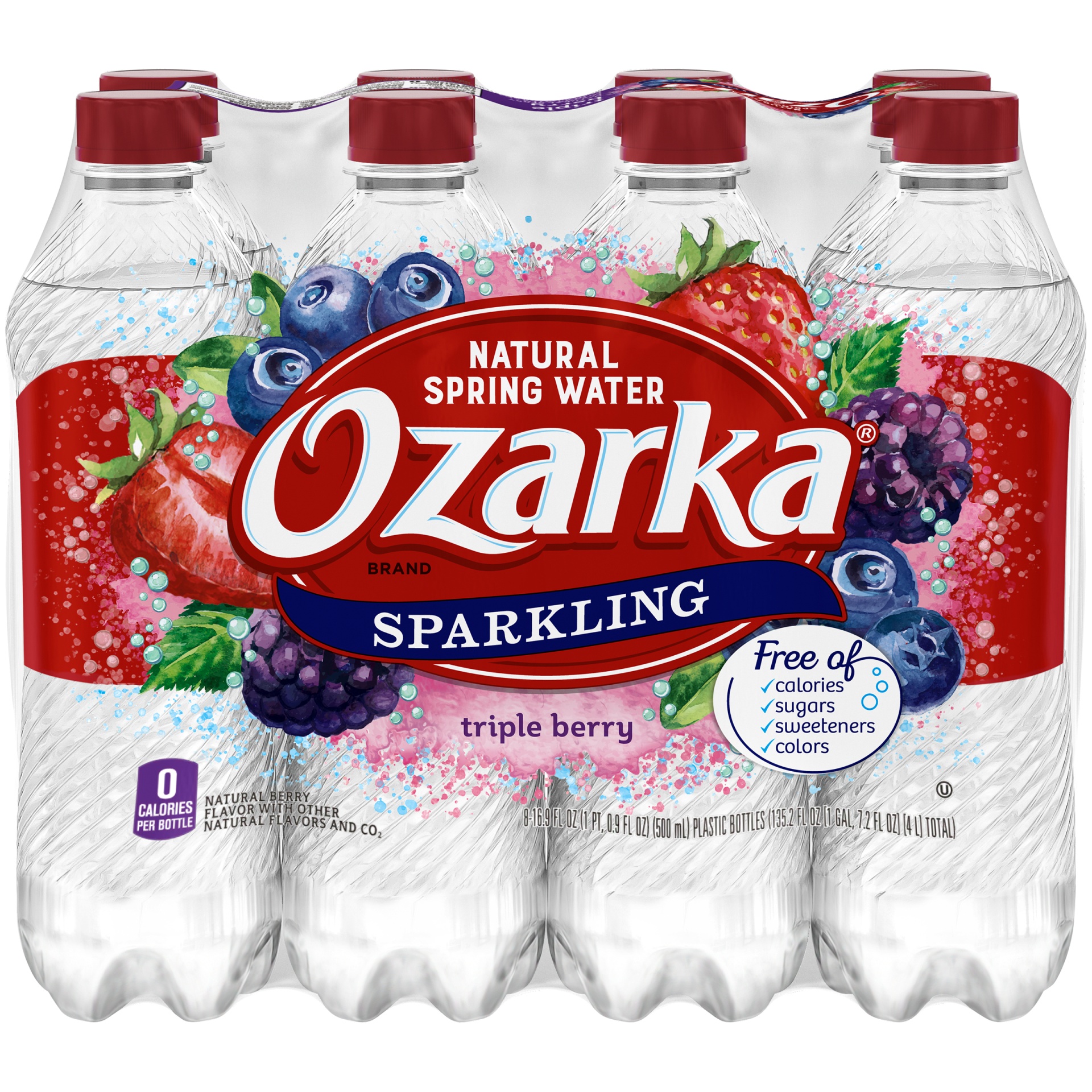 slide 4 of 6, Ozarka Sparkling Water -  Triple Berry, 8 ct; 16.9 fl oz