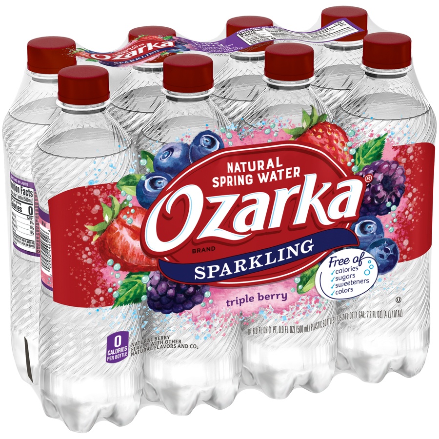 slide 1 of 6, Ozarka Sparkling Water -  Triple Berry, 8 ct; 16.9 fl oz