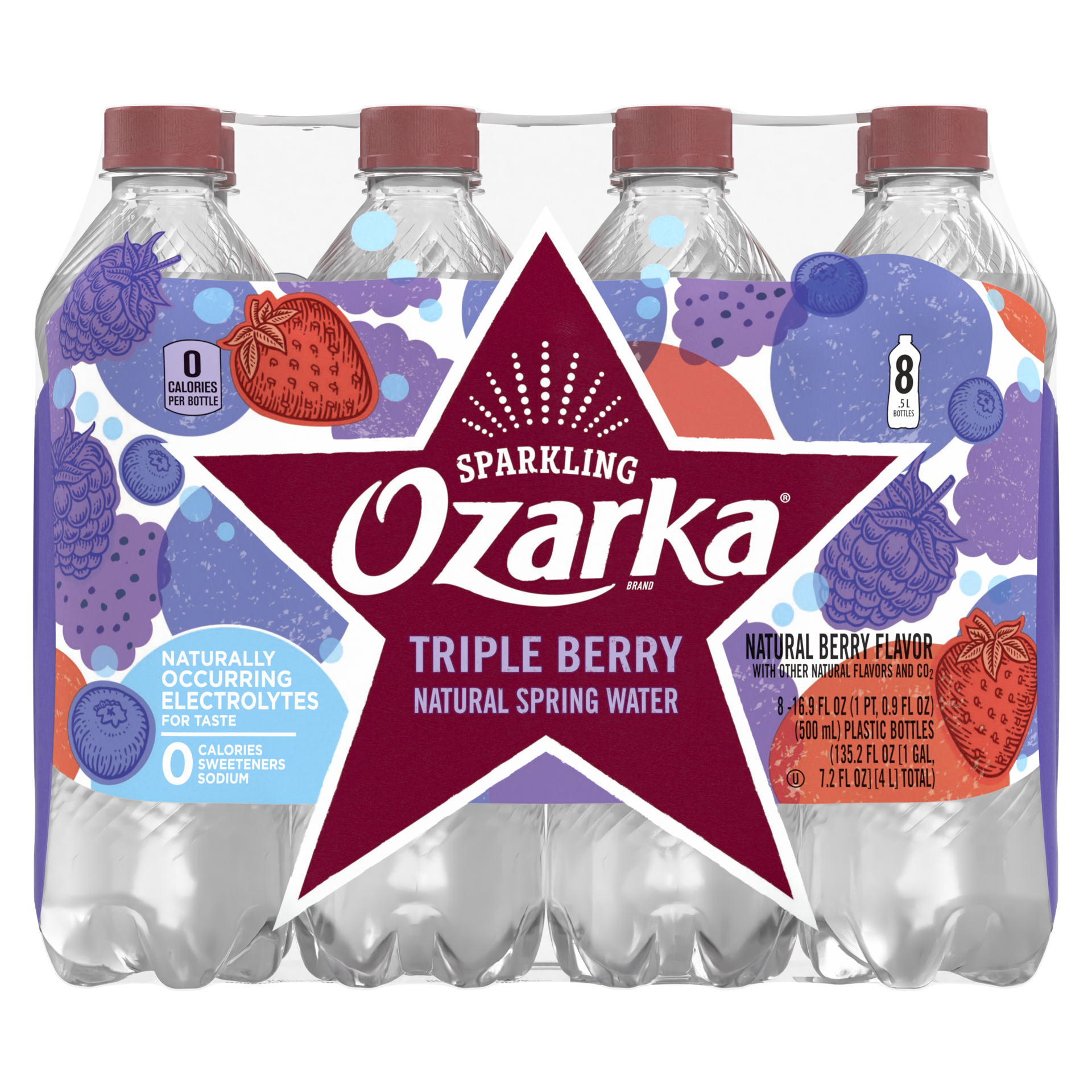 slide 1 of 5, Ozarka Sparkling Water, Triple Berry- 16.9 fl oz, 16.9 fl oz