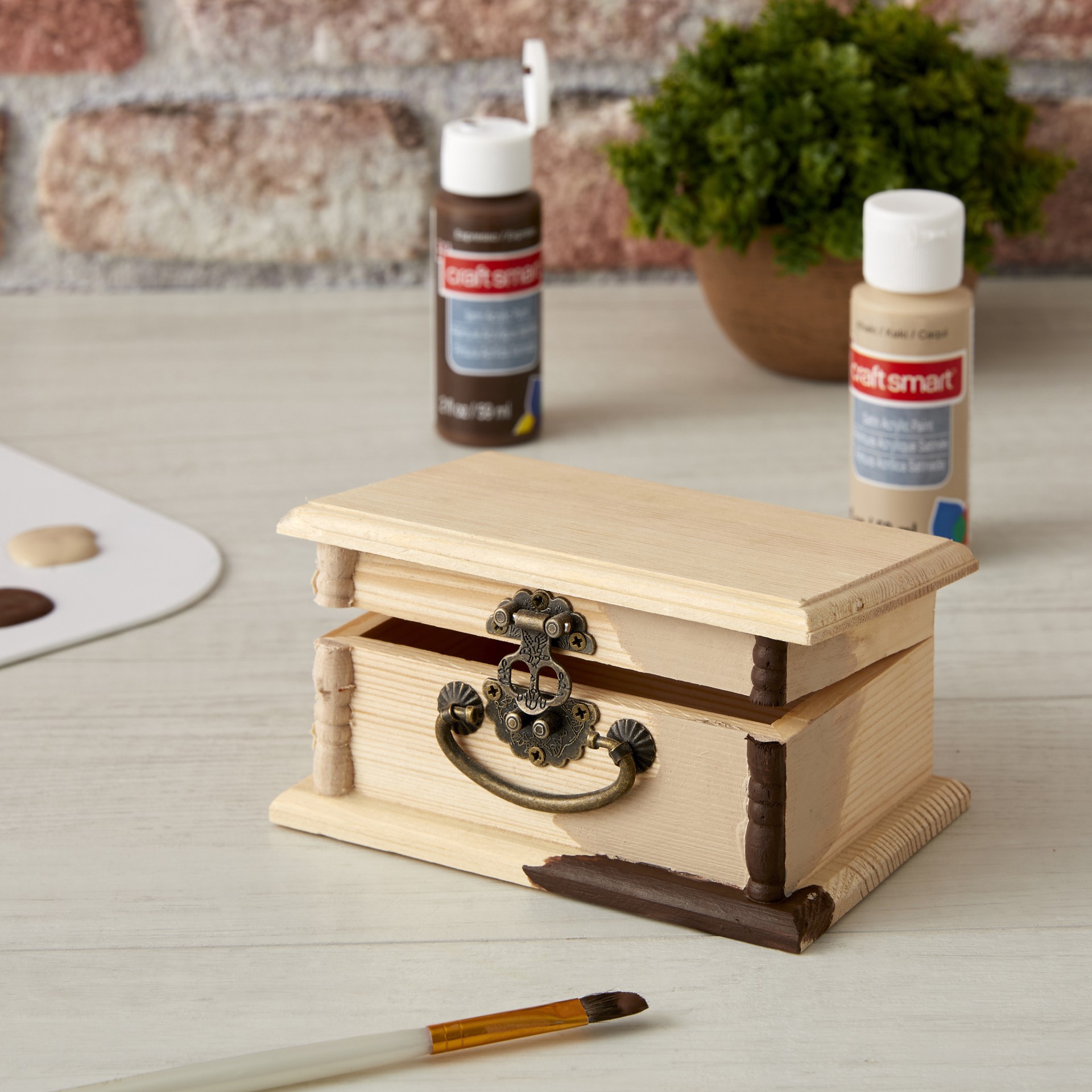 slide 2 of 4, Wood Box With Handle By Make Market, 5.25 in x 3.12 in x 2.5 in