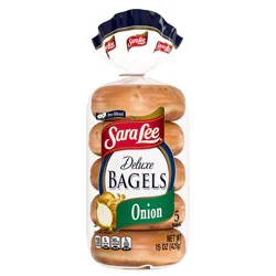 Sara Lee Onion Bagels, Pre-Sliced, 5 count, 15 oz