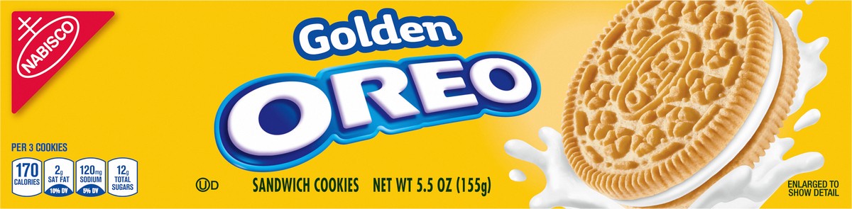 slide 9 of 9, OREO Golden Sandwich Cookies, 5.5 oz, 0.34 lb