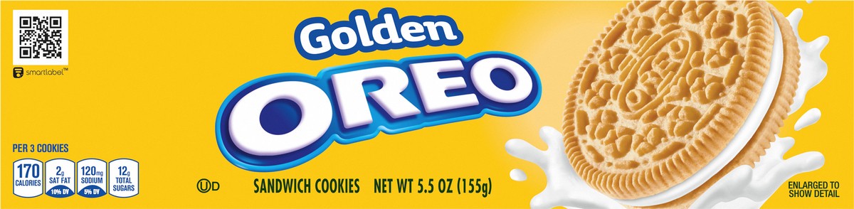 slide 7 of 9, OREO Golden Sandwich Cookies, 5.5 oz, 0.34 lb