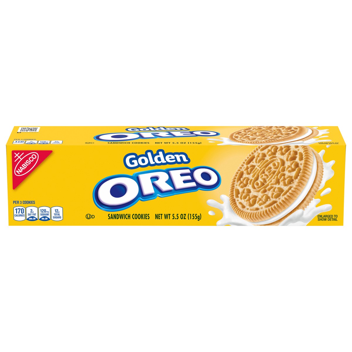 slide 1 of 9, OREO Golden Sandwich Cookies, 5.5 oz, 0.34 lb