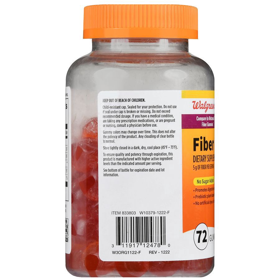slide 2 of 5, Walgreens Fiber Gummies, 72 ct