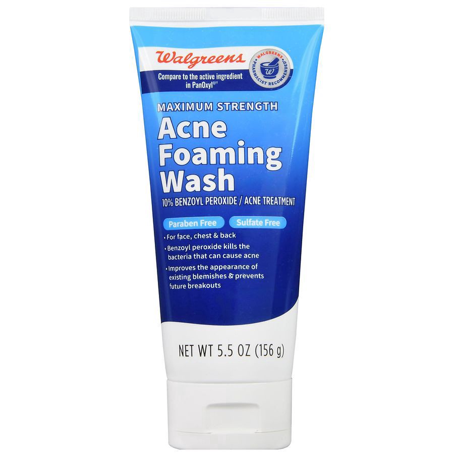 slide 4 of 5, Walgreens Maximum Strength Acne Foaming Wash with 10% Benzoyl Peroxide, 5.5 oz