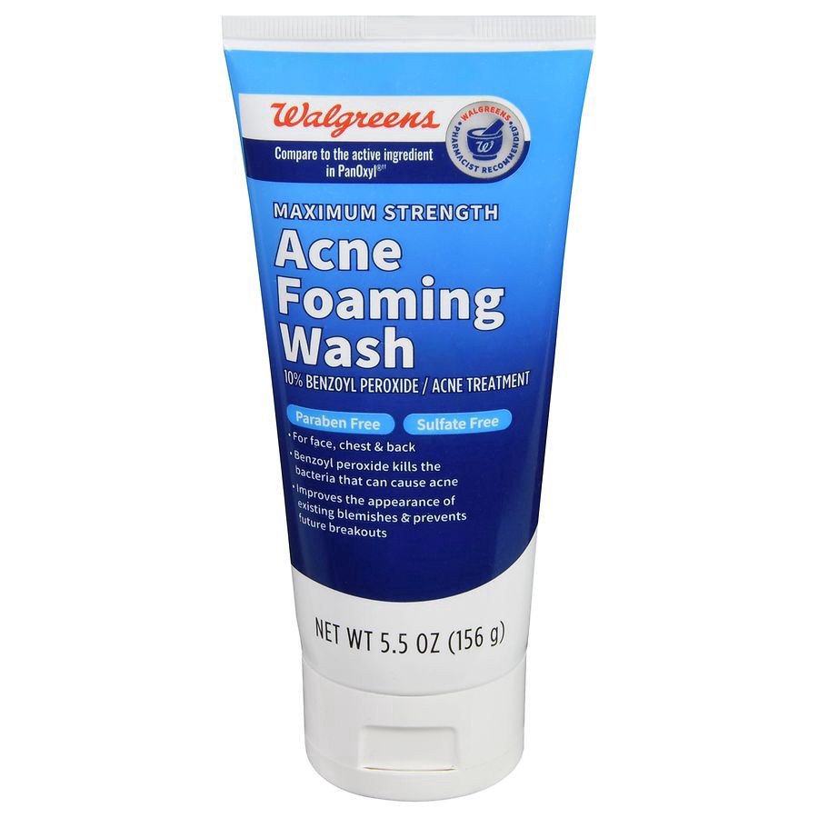 slide 1 of 5, Walgreens Maximum Strength Acne Foaming Wash with 10% Benzoyl Peroxide, 5.5 oz