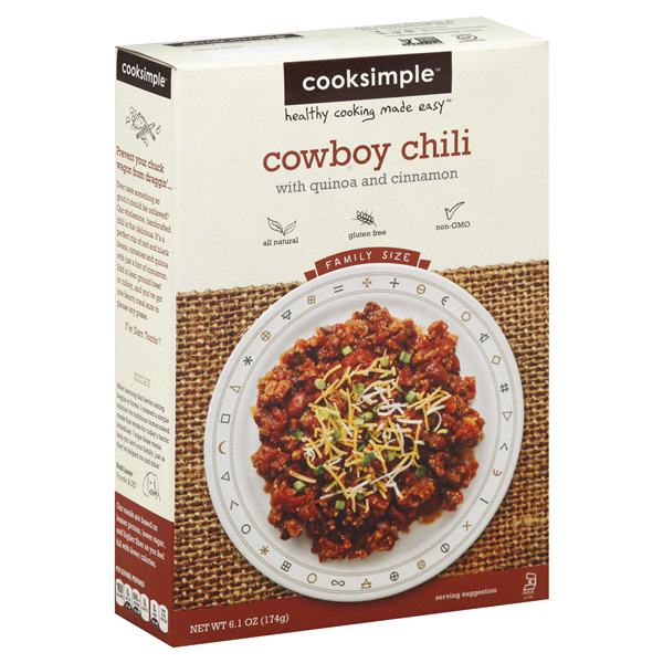 slide 1 of 1, Cooksimple Cowboy Chili with Quinoa and Cinnamon, Family Size, 6.1 oz