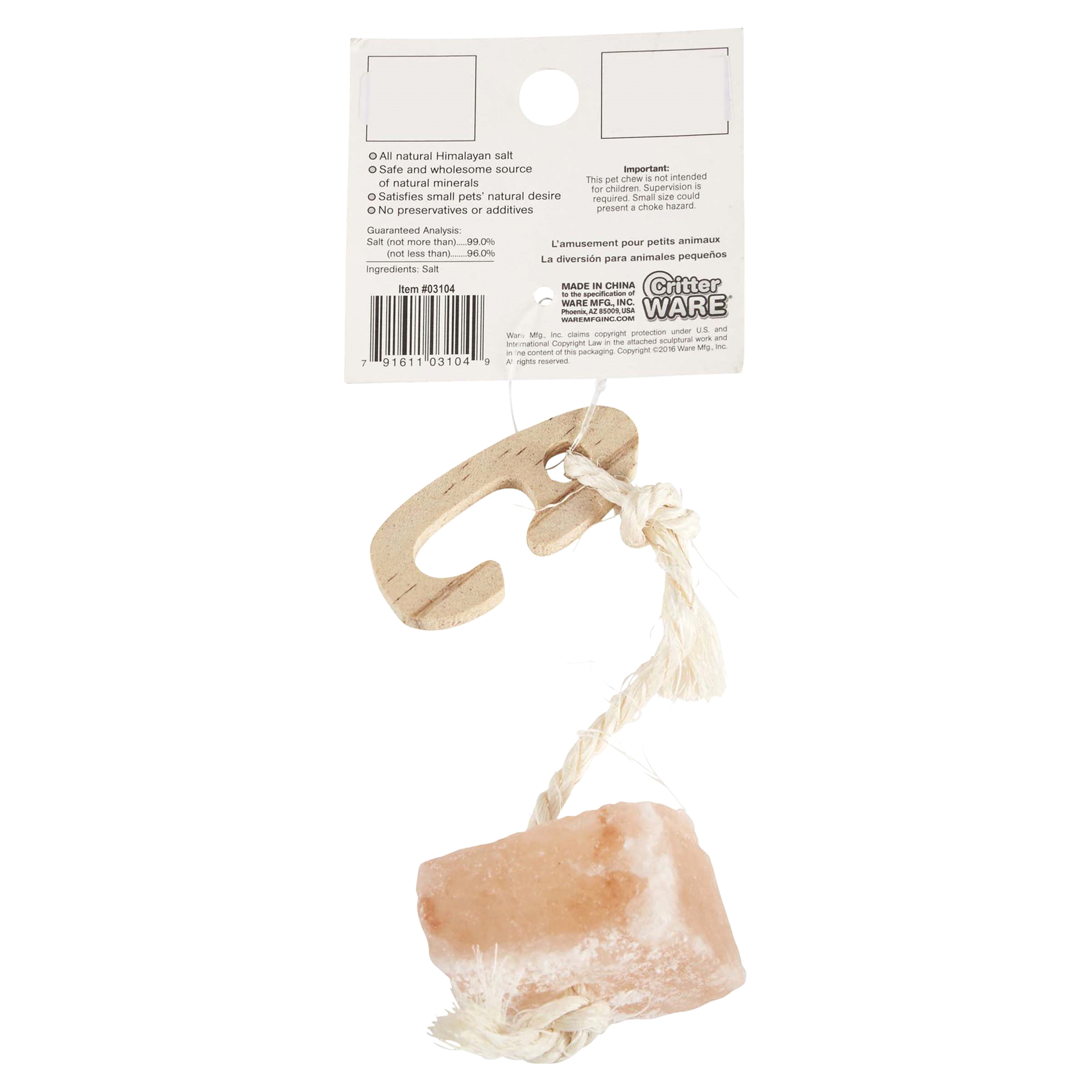 slide 5 of 5, Ware Pet Products Critter Ware Himalayan Salt-On-Rope For Small Animals, 1 oz