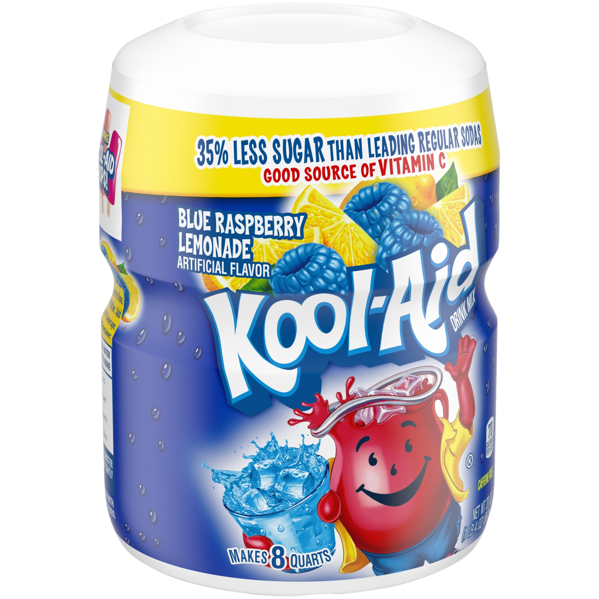 Kool Aid Twists Sugar Sweetened Ice Blue Raspberry Lemonade Powdered Soft Drink 20 Oz Canister