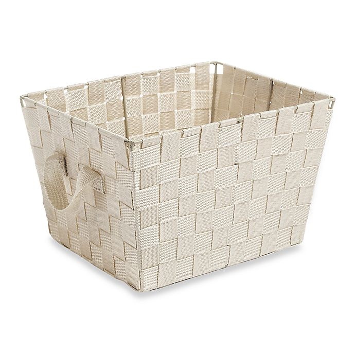 slide 1 of 1, Simplify Small Woven Storage Tote - Cream, 1 ct