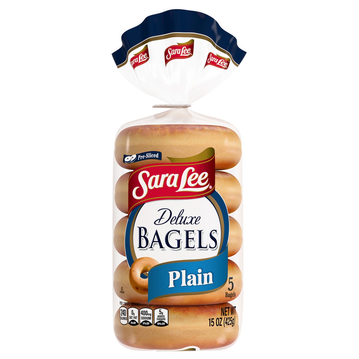 slide 1 of 15, Sara Lee Plain Deluxe Bagels, 5 Ea, 5 ct