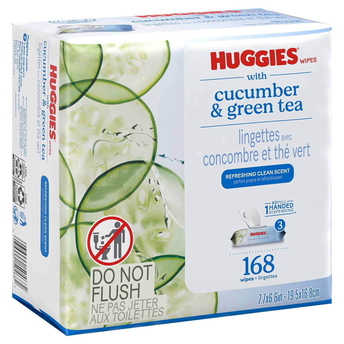 slide 8 of 9, Huggies Scented Cucumber & Green Tea Wipes, 3 Flip-Top Packs (168 Wipes Total), 3 ct