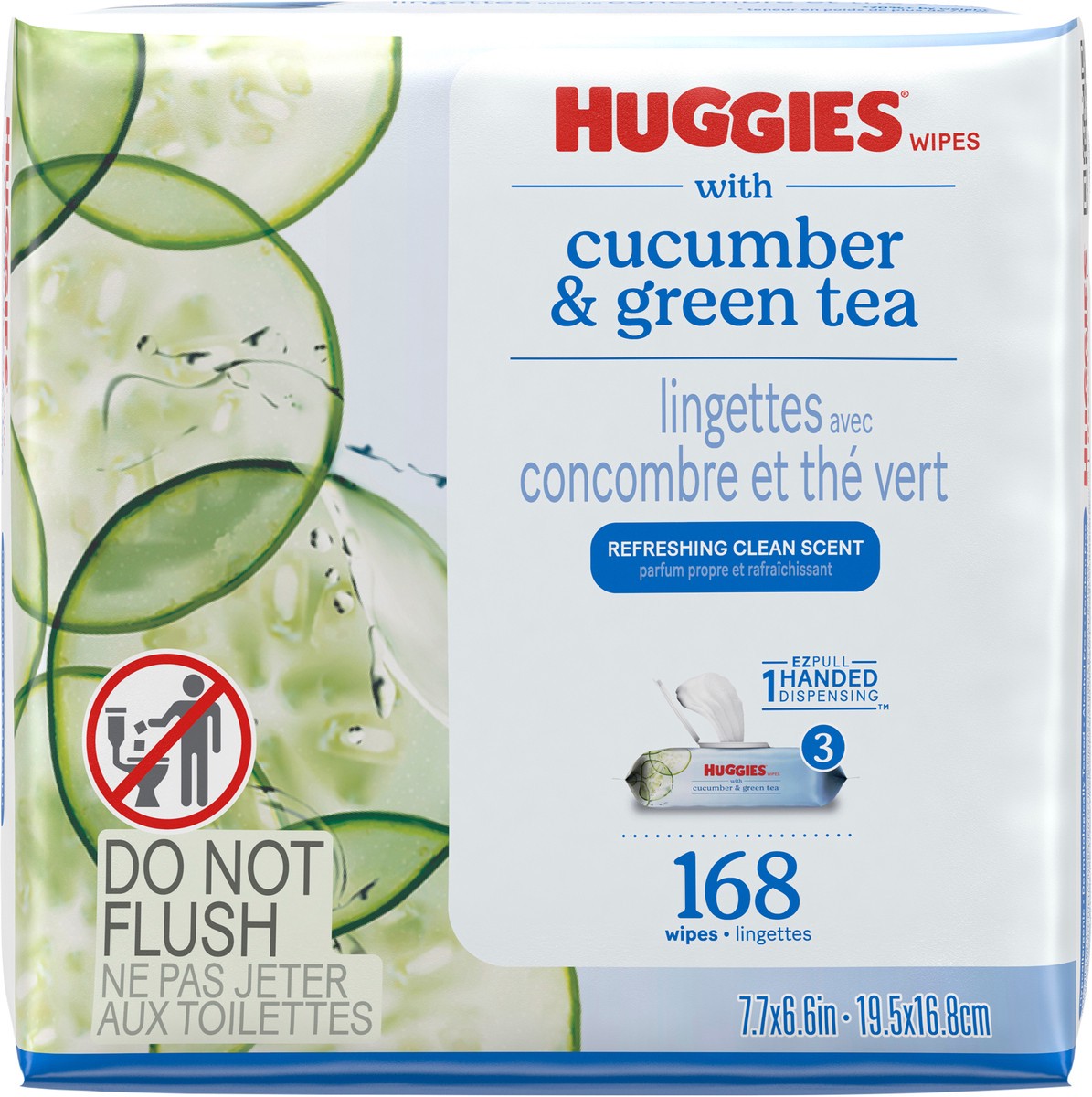 slide 6 of 9, Huggies Scented Cucumber & Green Tea Wipes, 3 Flip-Top Packs (168 Wipes Total), 3 ct