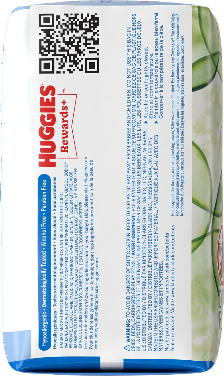 slide 7 of 9, Huggies Scented Cucumber & Green Tea Wipes, 3 Flip-Top Packs (168 Wipes Total), 3 ct