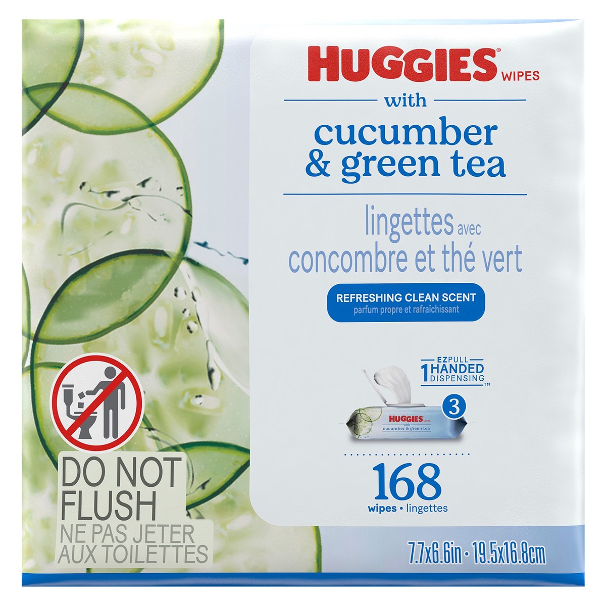 slide 1 of 9, Huggies Scented Cucumber & Green Tea Wipes, 3 Flip-Top Packs (168 Wipes Total), 3 ct