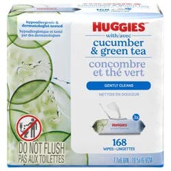 Huggies Scented Cucumber & Green Tea Wipes, 3 Flip-Top Packs (168 Wipes Total)