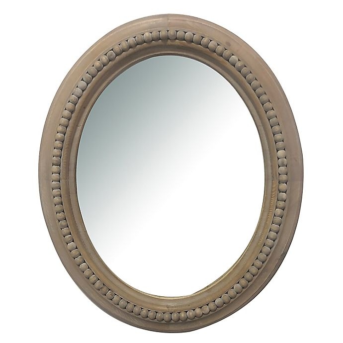 slide 1 of 1, Bee & Willow Home Oval Wall Mirror - Natural Wood, 20 in x 24 in