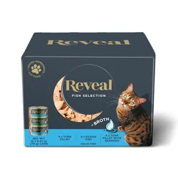 Reveal Natural Wet Cat Food, Fish Selection in Broth, 12-ct, 2.47 oz Can