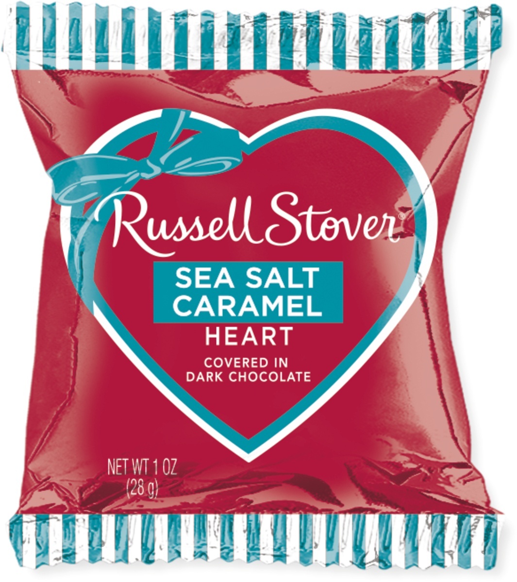 slide 1 of 1, Russell Stover Dark Chocolate Sea Salt Caramel Heart, 1 oz