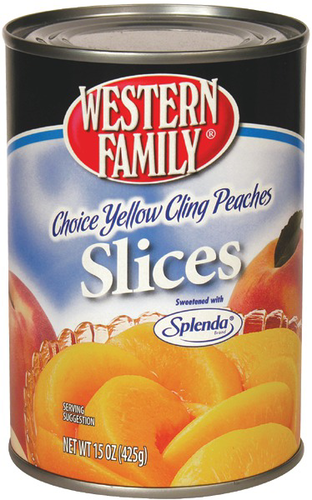 slide 1 of 1, Western Family Peach Slices W/Splenda, 15 oz