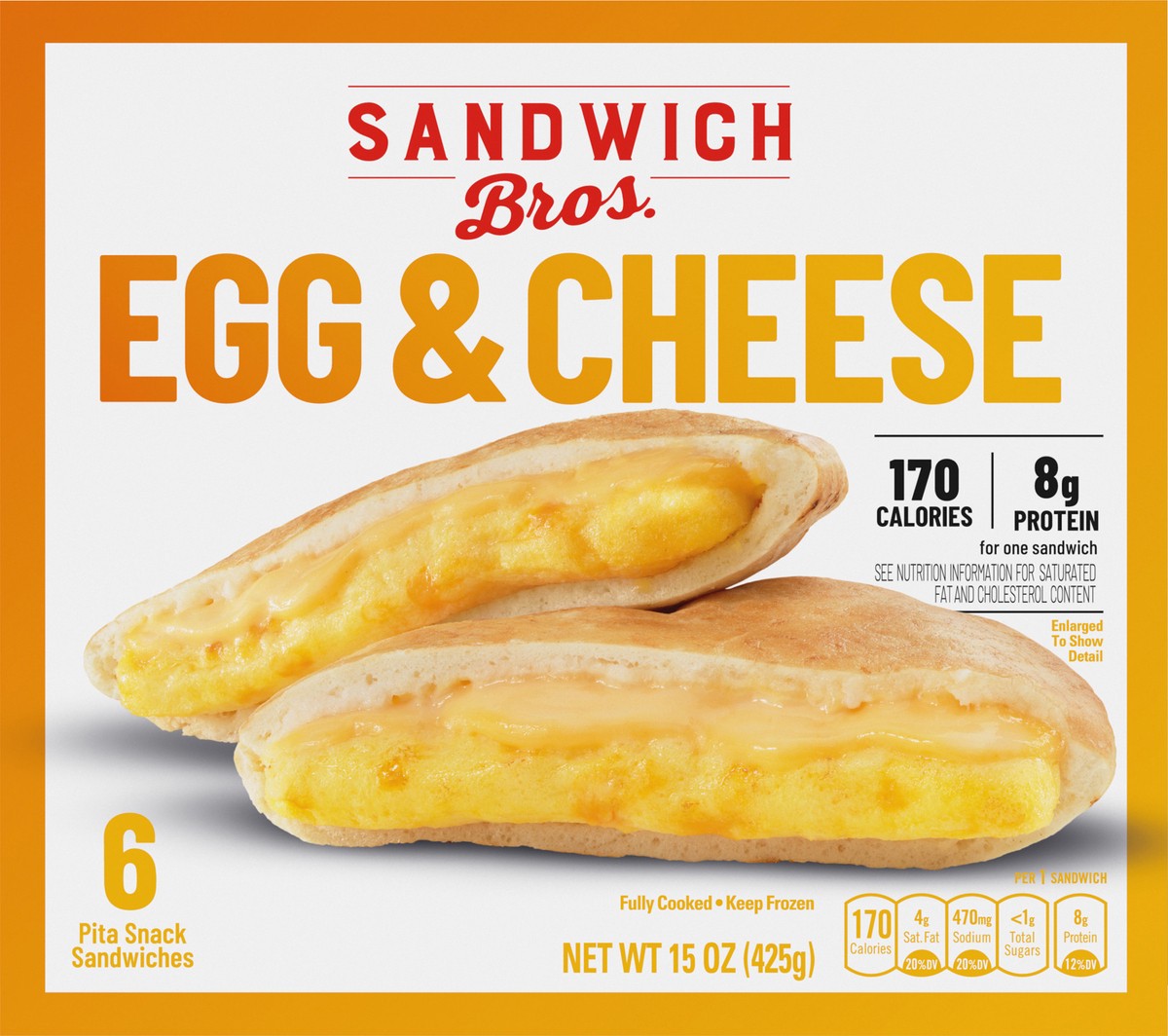 slide 6 of 9, Sandwich Bros Egg & Cheese Flatbread Pocket Sandwich, 6 ct, 6 ct; 15 oz