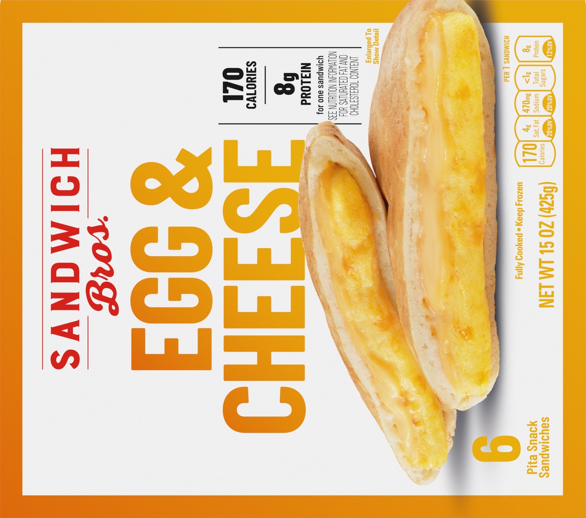 slide 7 of 9, Sandwich Bros Egg & Cheese Flatbread Pocket Sandwich, 6 ct, 6 ct; 15 oz