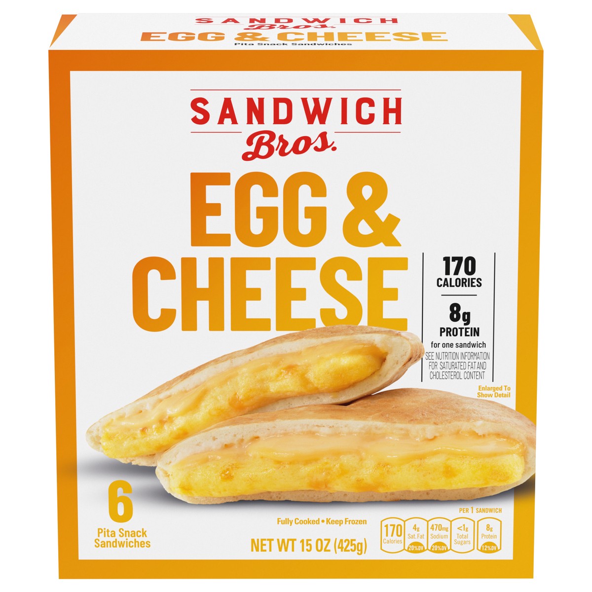 slide 1 of 9, Sandwich Bros Egg & Cheese Flatbread Pocket Sandwich, 6 ct, 6 ct; 15 oz