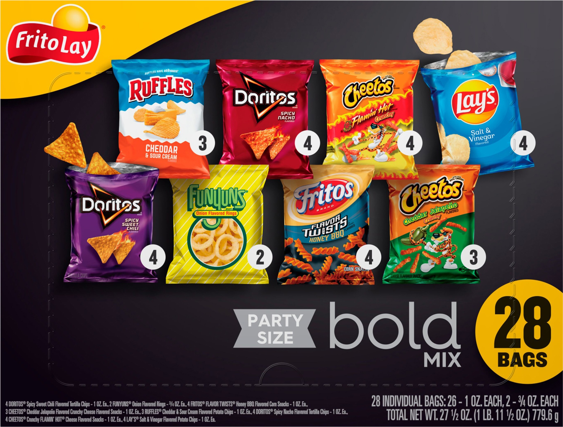 slide 1 of 1, Frito-Lay Party Size Bold Snack Mix Variety Bags, 28 ct