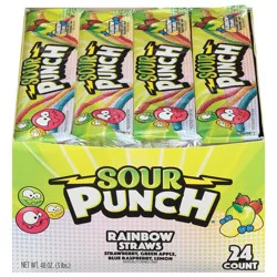 Sour Punch Rainbow Straws Candy 24 ea