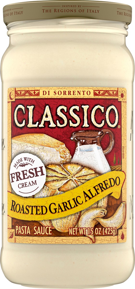 slide 9 of 9, Classico Roasted Garlic Alfredo Pasta Sauce, 15 oz Jar, 15 oz