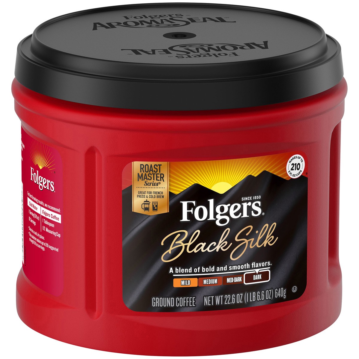 slide 1 of 6, Folgers Coffee, Black Silk, 22.6 oz