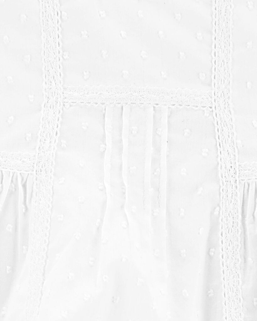 slide 3 of 4, Oshkosh Baby Textured Babydoll Dress White 24M, 1 ct
