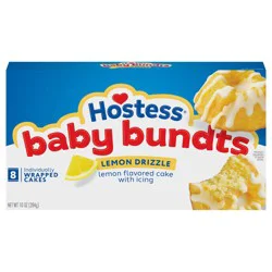 Hostess Baby Bundts, Lemon Drizzle Flavored Mini Cakes, 10 Oz. Box (8 Ct.)