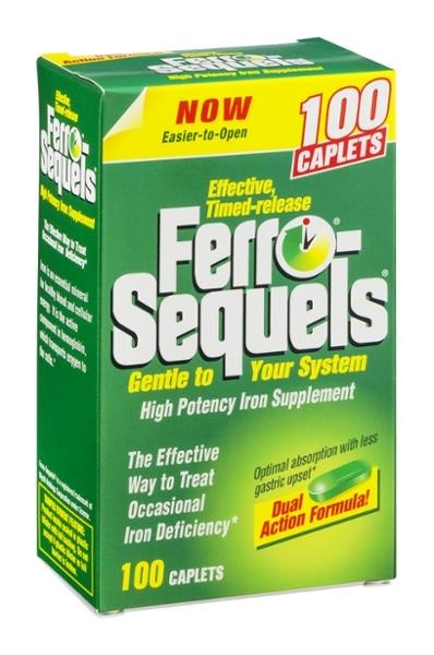 slide 1 of 5, Ferro-Sequels Iron Supplements High Potency Caplets, 100 ct