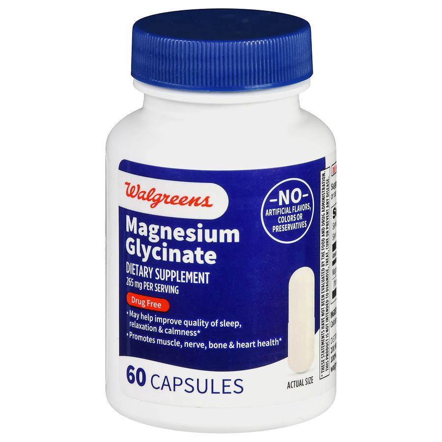 slide 1 of 5, Walgreens Magnesium Glycinate 265 mg Capsules, 60 ct