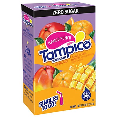 slide 1 of 1, Tampico Zero Sugar Mango Punch Singles To Go Drink Mix, 6 ct
